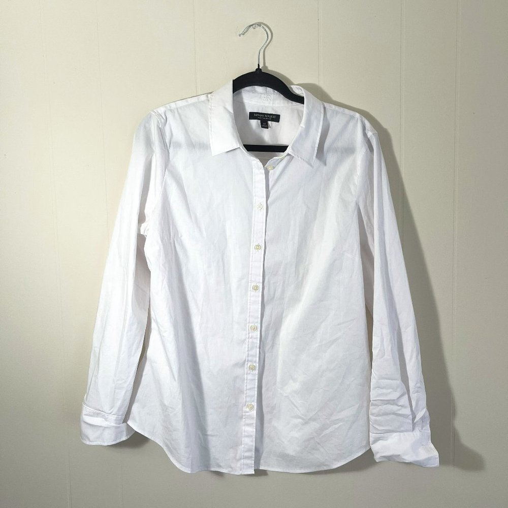 Banana Republic Riley Tailored Fit Button Down Shirt - White - Size 14